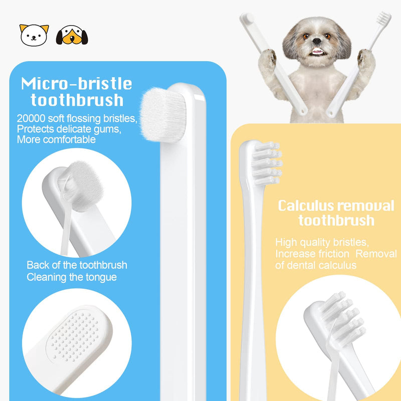 Cat Toothbrush Kit, Dog Toothbrush Kit, Suitable for All Cats and Dogs Dental Care. White, Soft Bristles, Meet All Cleaning Needs, Multi-Functional Dental Cleaning (S) S - PawsPlanet Australia