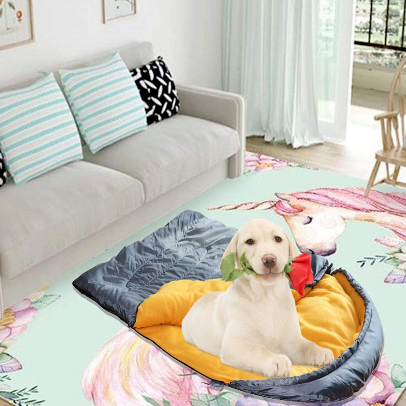 Lifeunion Dog Sleeping Bag with Storage Bag Waterproof Warm Packable Dog Bed for Travel Camping Hiking Backpacking (Grey+Orange) Grey+Orange - PawsPlanet Australia