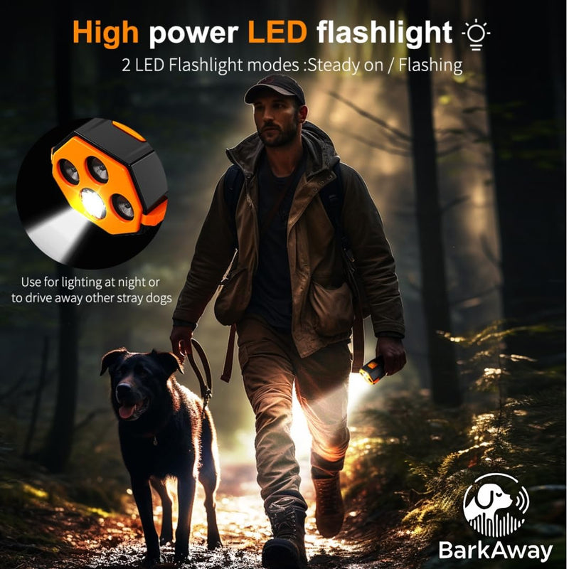 Ultrasonic Dog Bark Deterrent Device - 4 Training Modes, Rechargeable with LED Flashlight, Stop Neighbor's Dog Barking, Humane Long Range Anti-Bark Tool Indoor/Outdoor - PawsPlanet Australia