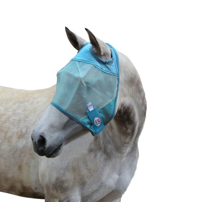 Derby Originals Reflective Mesh Fly Mask with 1 Year Warranty No Ears or Nose Cover,Summer Blue,Large (Full/Average),72-7107SB-L - PawsPlanet Australia