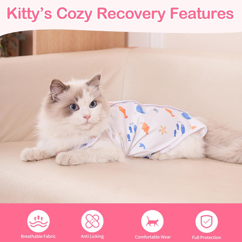 Cat Recovery Suit Cat Onesie for Cats, Breathable Cats Surgery Recovery Suit for Female Spay & Abdominal Wounds Skin Diseases, Kitten Surgical Onesie Body Suit Anti Licking Cone Alternative Butterfly Small