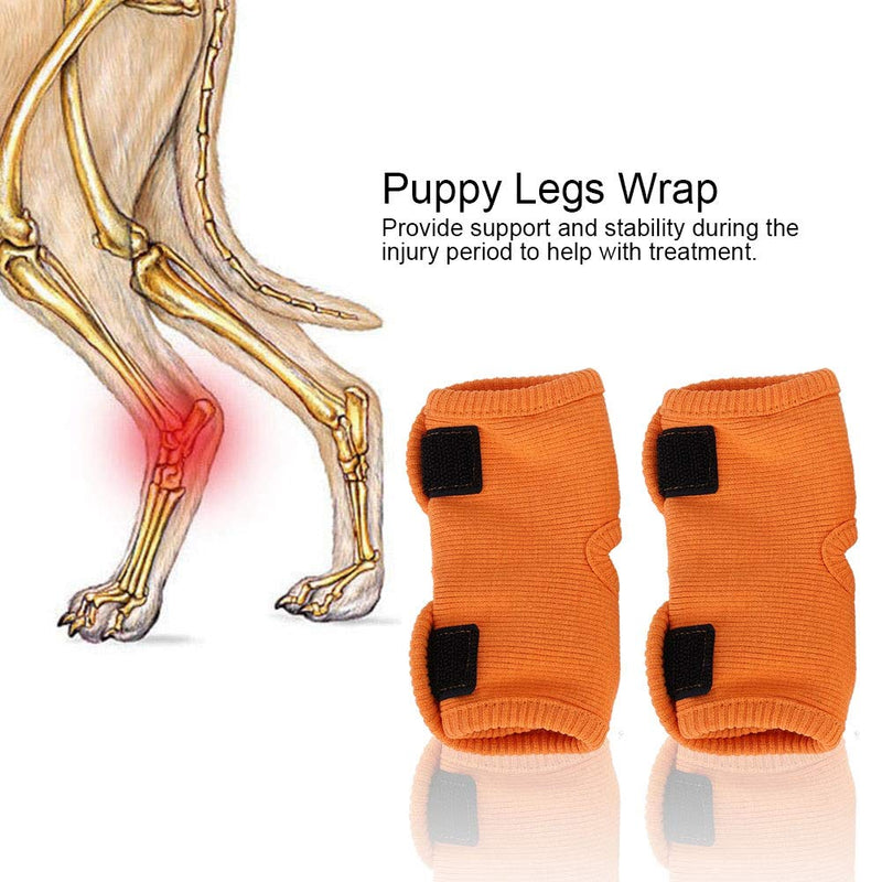 Zerodis Pack of 2 Pet Legs Brace Recovery Strap Bracket Elbow Protection Leg Warmers Knee Pads Surgery Wound Gaiters Protection Post-Operative Arthritis Leggings for Dogs Cats Pets (M - Orange)
