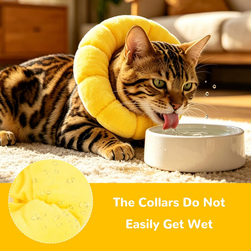 Cat Recovery Sunflower Collar, Adjustable Yellow Recovery Collar, Soft Sun Flower Neck Cones, Anti-Bite/Lick, Washable and Breathable, Cute Pet Neck Cones Protector for Cats, Dogs & Rabbits, M