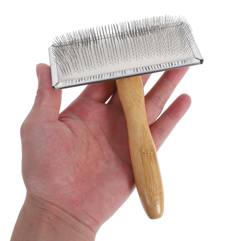 Versatile Wool Comb with Ergonomic Bamboo Handle, Quick Felting and Carding for Wool, Pet Care, Suitable for Craft Projects and Animal Fur Care