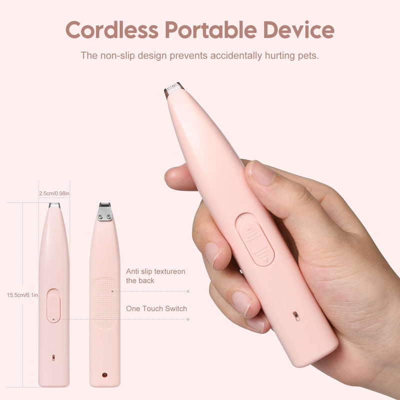 Dog Clippers for Grooming, Dog Paw Trimmer, Pet Paw Trimmer, Mini Trimmer for Dogs, Rechargeable, Low Noise for Trimming Dog Cat Hair Around Paws, Eyes, Ears, Face, Rump (Pink) - PawsPlanet Australia