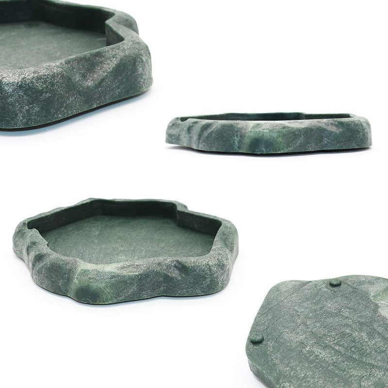 SLSON Reptile Feeder Terraium Bowl Plastic Shallow Reptile Feeder for Food and Water Feeding Dish for Lizard Gecko Bearded Dragon - PawsPlanet Australia