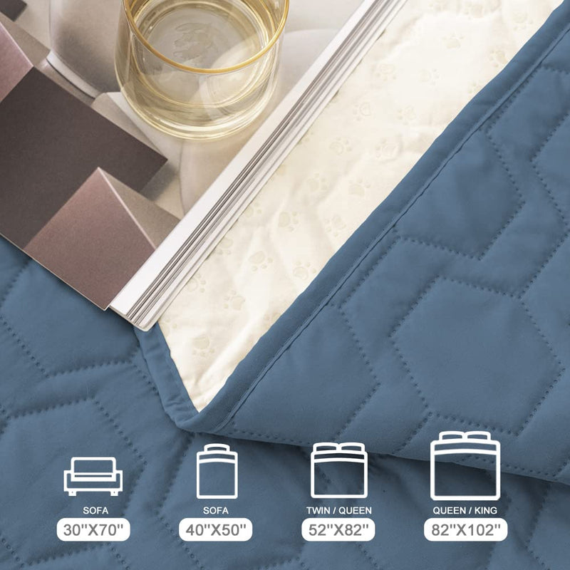 Waterproof and Non-Slip Dog Bed Cover and Pet Blanket Sofa Pet Bed Mat ，car Incontinence Mattress Protectors Furniture Couch Cover for Most Cats Dogs, Pets（52x82- Navy Blue） 52x82Inch (Pack of 1) - PawsPlanet Australia
