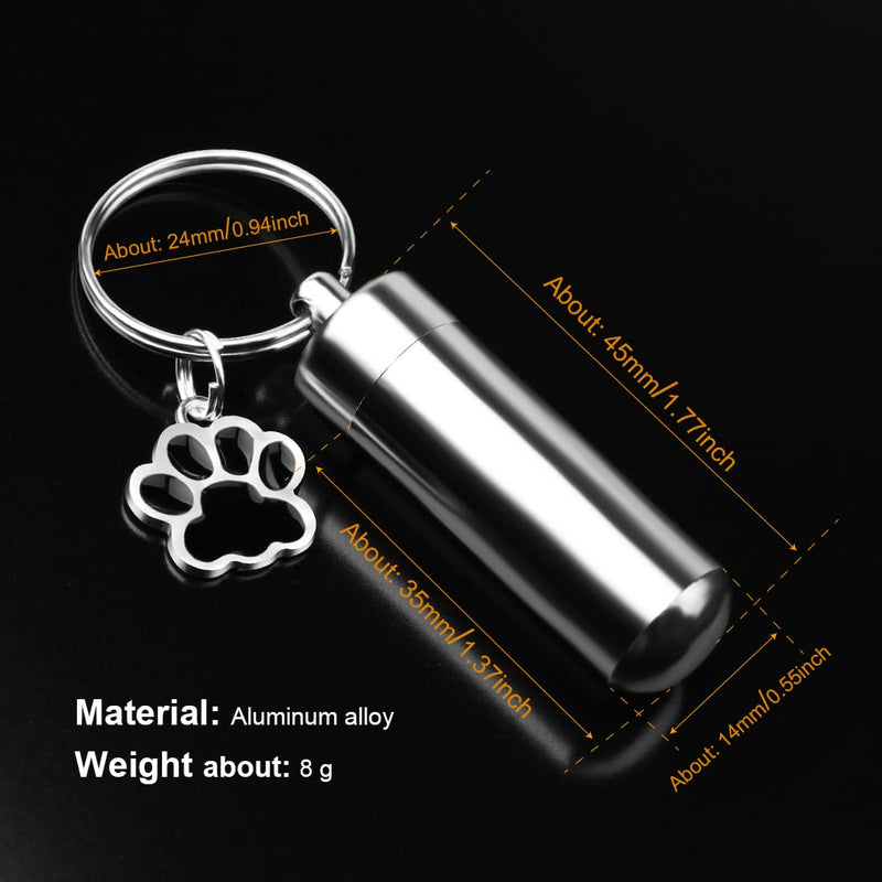 Waterproof Cremation Pet Urns Keychain for Dogs Ashes, Cylinder Cat Dog Urn for Pet Ashes Cremation Keepsake Memorial Ashes Jewelry Pend Cylinder silver 2 pcs - PawsPlanet Australia