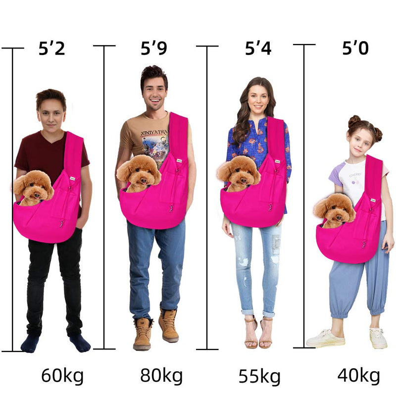 FDJASGY Small Pet Sling Carrier-Hands Free Reversible Pet Papoose Bag Tote Bag with a Pocket Safety Belt Dog Cat for Outdoor Travel (Rose Red) Rose Red - PawsPlanet Australia