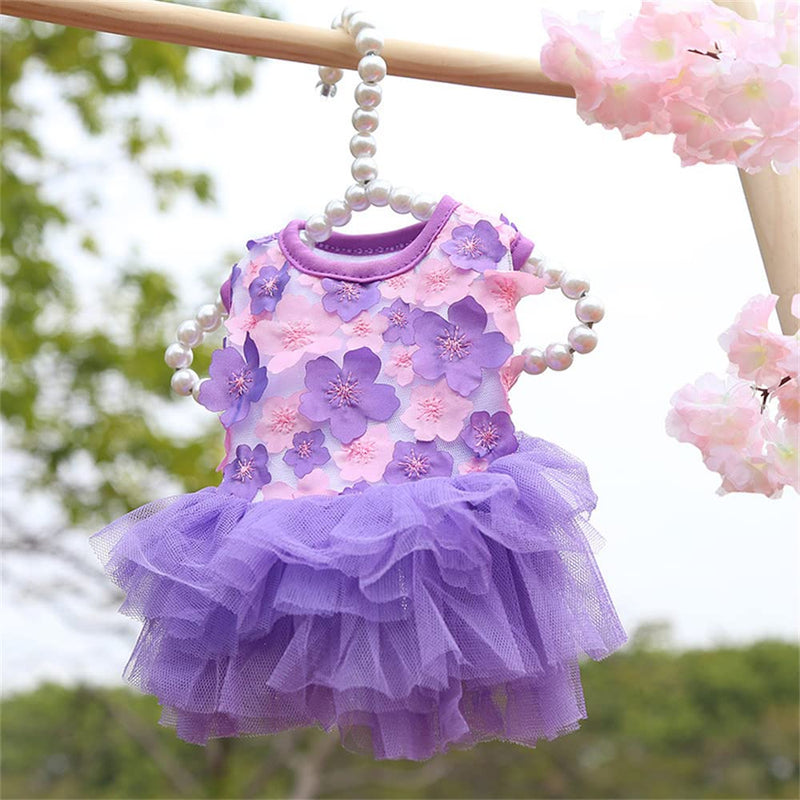 Dog Dresses, Fashion Pet Dog Clothes, Striped Mesh Puppy Dogs Princess Dresses (Purple/Pink(4pack), Medium) Purple/Pink(4pack) - PawsPlanet Australia