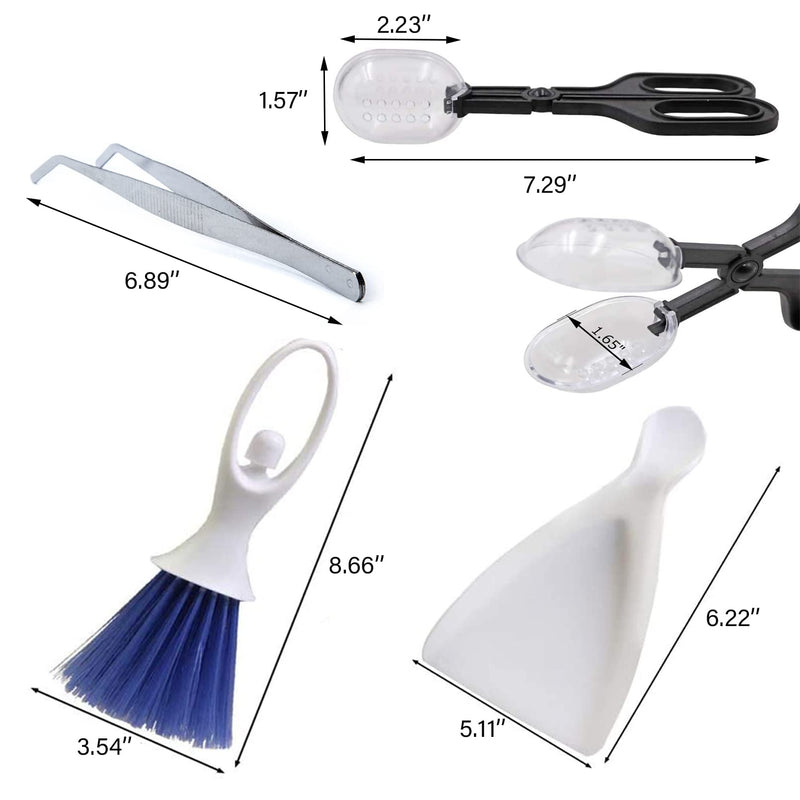 Tfwadmx Tiny Cleanning Broom, Scooper Feeding Tool,Mini Dustpan and Brush, Stainless Steel Tweezer for Reptile and Other Small Animals Supplies House Bedding 3Pcs - PawsPlanet Australia