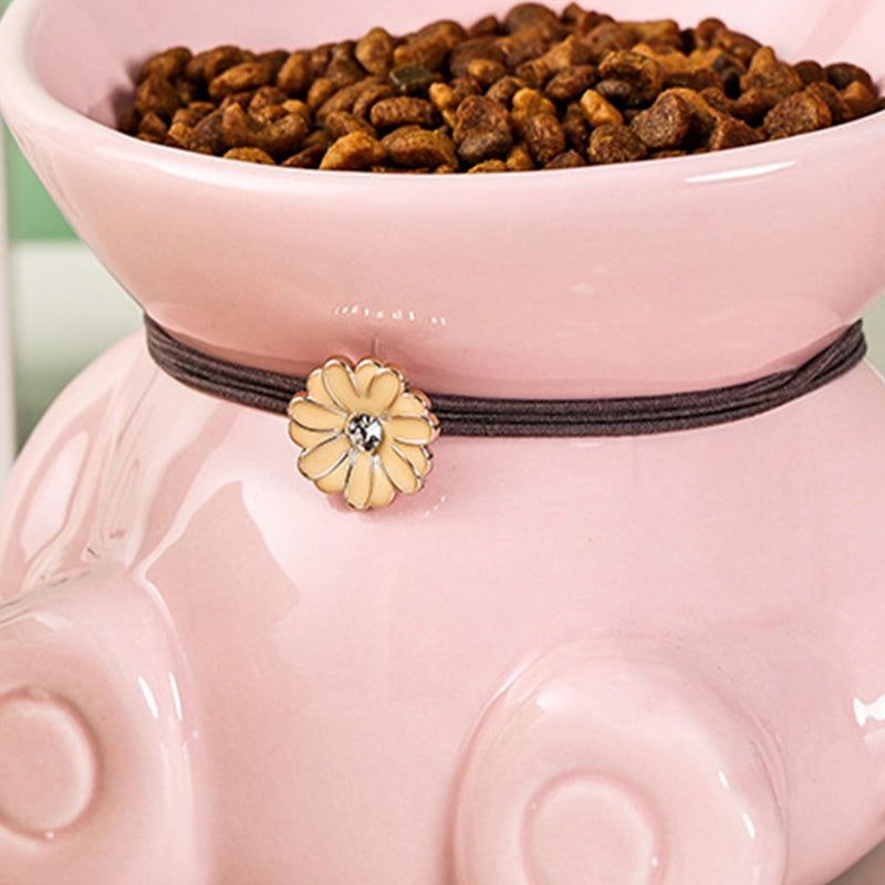 Ceramic Raised Cat Bowls for Indoor Cats 5.8 Inch Green Cute Elevated Food Bowls 15° Tilted Whisker Friendly Water Bowl Dishwasher Safe Puppy Feeding Set Supplies Dog Accessories Green Cute Elevated Cat Food Bowls