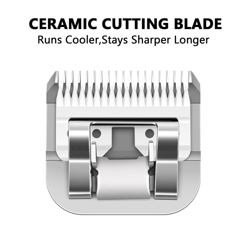 KBDS Detachable Pet Dog Grooming Ceramic Clipper Blades,Compatible with Most Andis,Oster A5/A6,Wahl KM Series Clippers,Size 5FC 1/4'' Inch 6.4mm Cut Length, 5F Blade 5F:1/4"(6.3mm)
