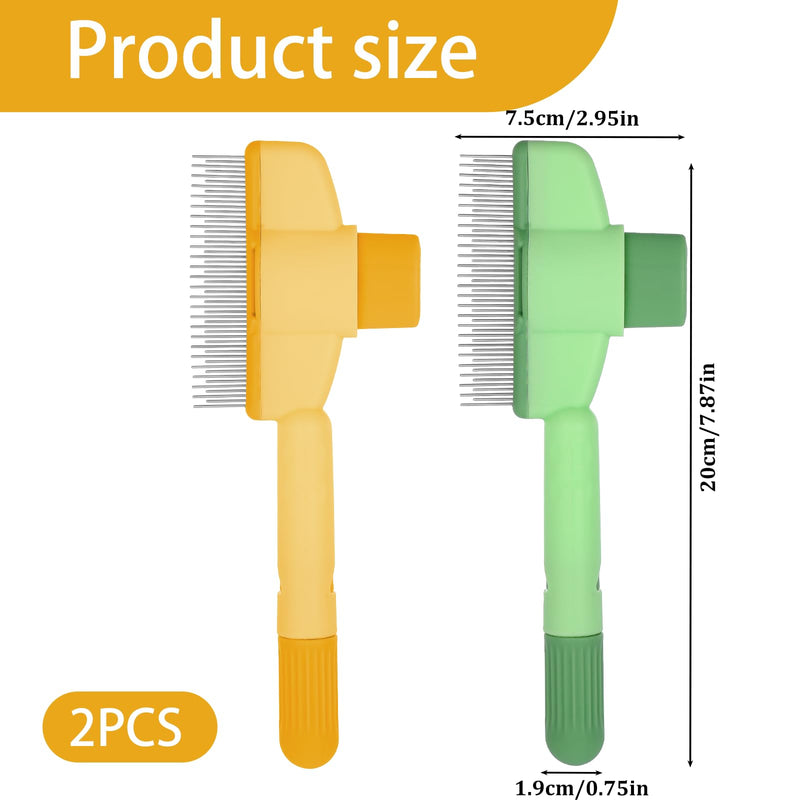 Flea Comb for Dogs and Cats with Release Button, 2PCS Comfort safety Pet Hair Removal Comb & Flea Combs with Long & Short Stainless Steel Metal Teeth for Short/Long Hair - PawsPlanet Australia