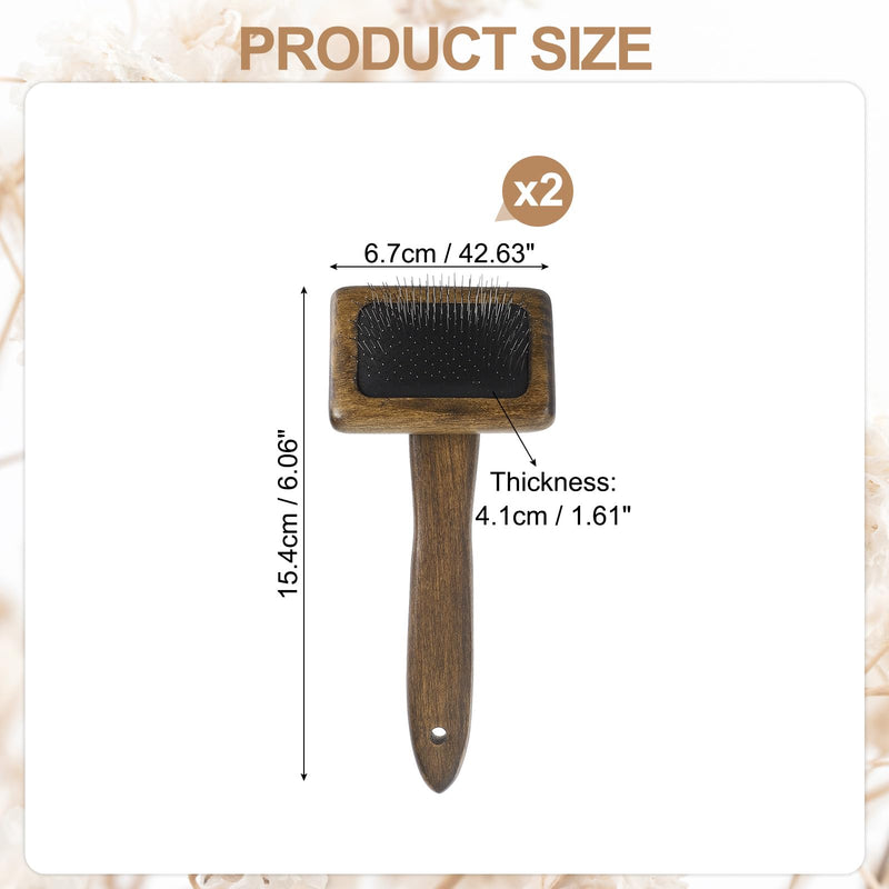 sourcing map 2 Pcs Wool Carder, Hand Carding Brush 2 Small Wooden Pet Grooming Tool for Needle Felting Pet Grooming Weaving Craft Supplies, Black, Brown