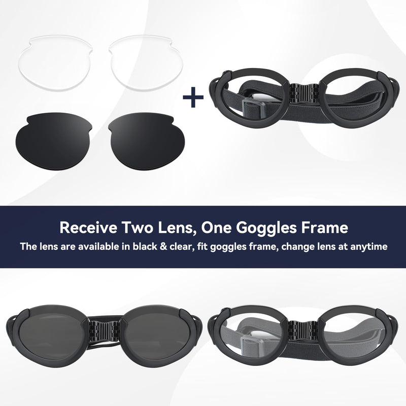 Dog Goggles with Replaceable Lens Eye Protection Dog Sunglasses for Medium to Large Breed for Outdoor Riding/Driving/Walking/Surgery Recovery - PawsPlanet Australia