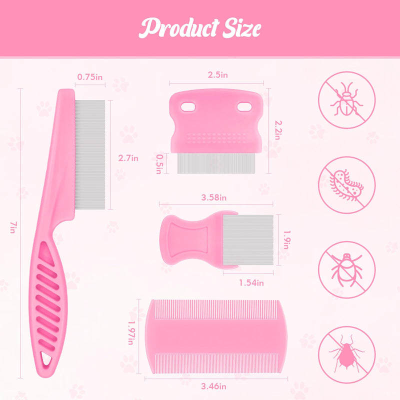 6-Pack Flea Comb for Dogs and Cats, Fine & Wide Tooth Stainless Steel Lice Comb, Tick Removal Tool, Tear Stain Remover, Dematting Brush - Professional Pet Grooming Kit for All Types of Pets - PawsPlanet Australia