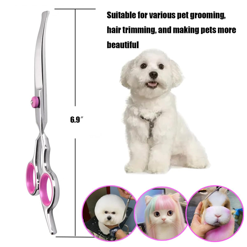 Dog Grooming Scissors,with Safety Round Tips Stainless Steel Pet Grooming Scissors for Dogs, Cats and Other Animals Round headed curved scissors - PawsPlanet Australia