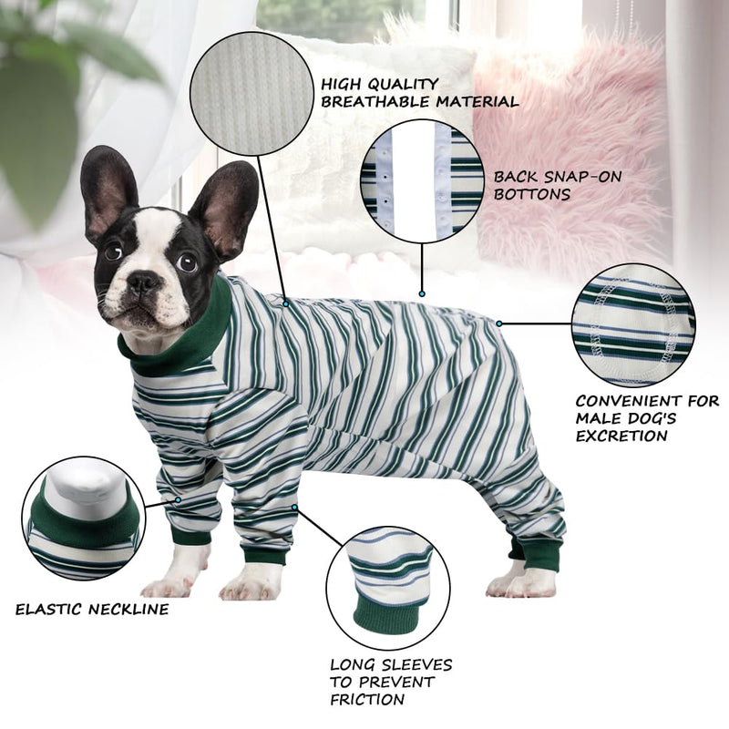FEimaX Dog Recovery Suit Long Sleeve, Dog Surgery Recovery Suit for Female Male, Pet Surgical Bodysuit Puppy Onesie Abdominal Wounds Protector for Small Medium Large Dogs 3XL Green