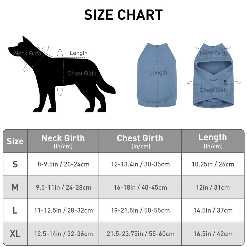 Soft Fleece Dog Sweatshirt - Warm Dog Sweaters for Small Medium Dogs Cats Cold Weather - Cat Sweater Pullover Stretchy Hoodie Easy On - Comfortable Dog Winter Clothes Pet Sweaters Vest for Doggie Grey-blue - PawsPlanet Australia