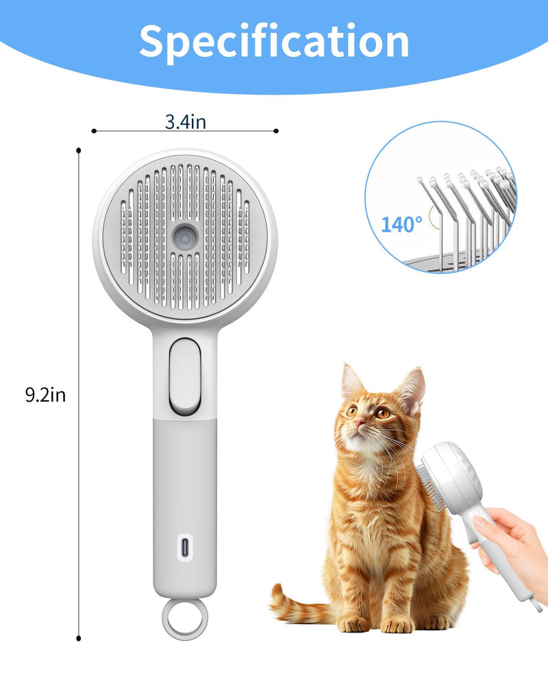 Cat Steam Brush, Cat and Dog Steam Brush, for Shedding with Release Button, 2 Speed Adjustable Spray USB Rechargeable Pet Grooming Supplies, for Dogs and Cats Pet Hair - PawsPlanet Australia