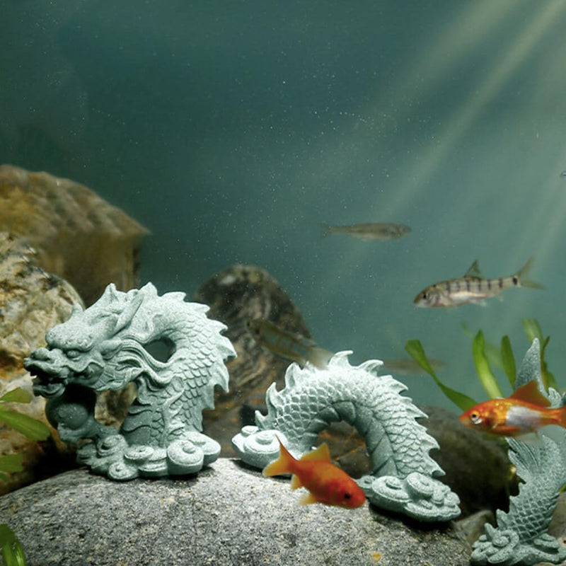 POPETPOP Aquarium Dragon Statue Chinese Dragon Decor: Aquarium Decorations Resin Aquarium Ornaments Fish Tank Statue for Home Office Tabletop Decor - PawsPlanet Australia