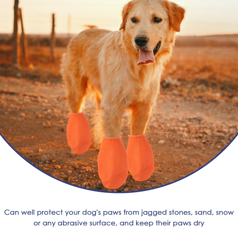 Waterproof Pet Shoes - 4Pcs Non-Slip Durable Dog Boots for Outdoor Protection Rain & Snow Paw Covers for Cats and Dogs Easy on/Off Size Suitable for Small Pets M Orange