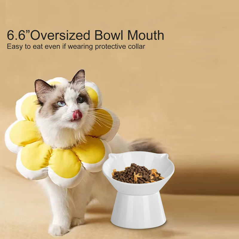 Detachable Elevated Cat Bowls, 15° Tilted Raised Cat Food Bowl Anti-Vomiting,Whisker Friendly, Adjustable Cat Dishes for Protecting Spine,Adult Kitten White - PawsPlanet Australia
