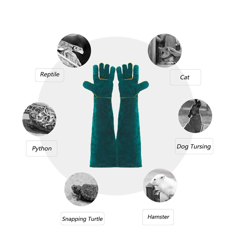 Animal Handling Gloves Bite Proof, 40CM Durable Resistant for Bathing, Grooming, Welding, Dog/Cat/Bird/Snake/Parrot/Lizard/Reptile- Scratch/Bite Protection Gloves, 2 Count (Pack of 1)
