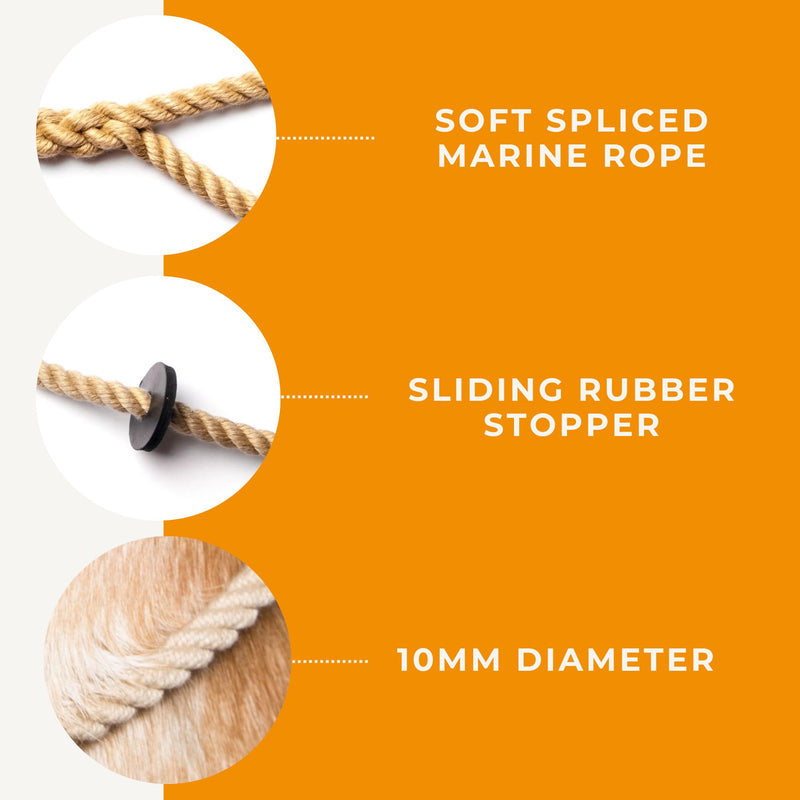 Dog & Field Deluxe Gundog Slip Leash - Natural Brown. Soft Spliced Marine Rope Slip Leash for Dogs with Rubber Stopper, Easy to Slip On, No Collar Or Harness Needed. Training Lead for Dogs, One Size - PawsPlanet Australia