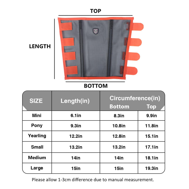 Harrison Howard Loose-Fitting Horse Fly Leggings Breathable, Tear-Resistant Fine Mesh Leg Guards Stay-on Comfortable Fly Boots (Set of 4) Orange Yearling