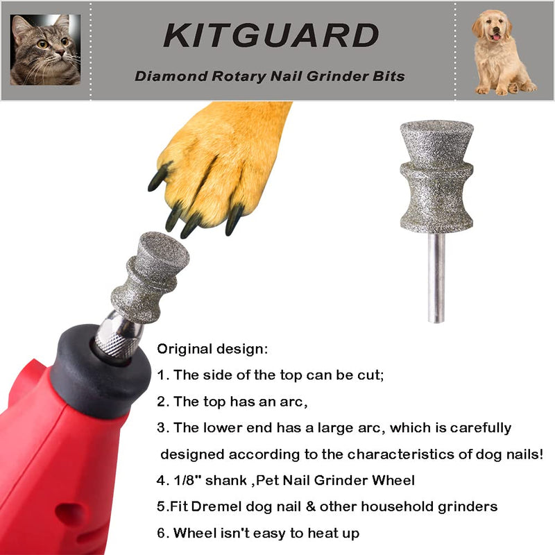 Diamond Dremel Dog Nail Grinder Bits for Rotary Tool-1/8'' Dremel Dog Nail Grinder Attachment-Pet Nail Grinder Bit Work for Animals Nail Care Large A 1P - PawsPlanet Australia