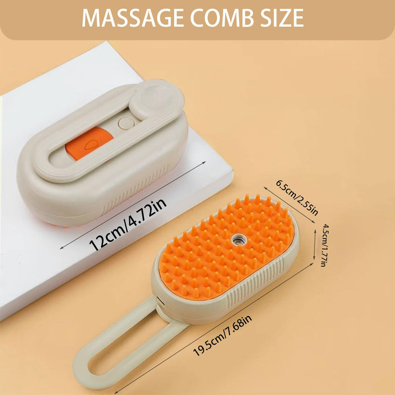 cat steam brush for shedding -4 in 1 Rechargeable Steam Brush for Cats and Dogs, Anti-static, Massage, Cleaning, Shedding & Combing All In One!grooming tool for cats and dogs（Beige） Beige01 - PawsPlanet Australia