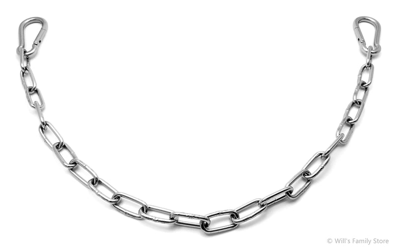 Will's Family Store 2 feet Stainless Steel Gate Chain with Carabiners Max 660 Pounds for Horse Stable and Barn Stall 660lbs 1 pack - PawsPlanet Australia