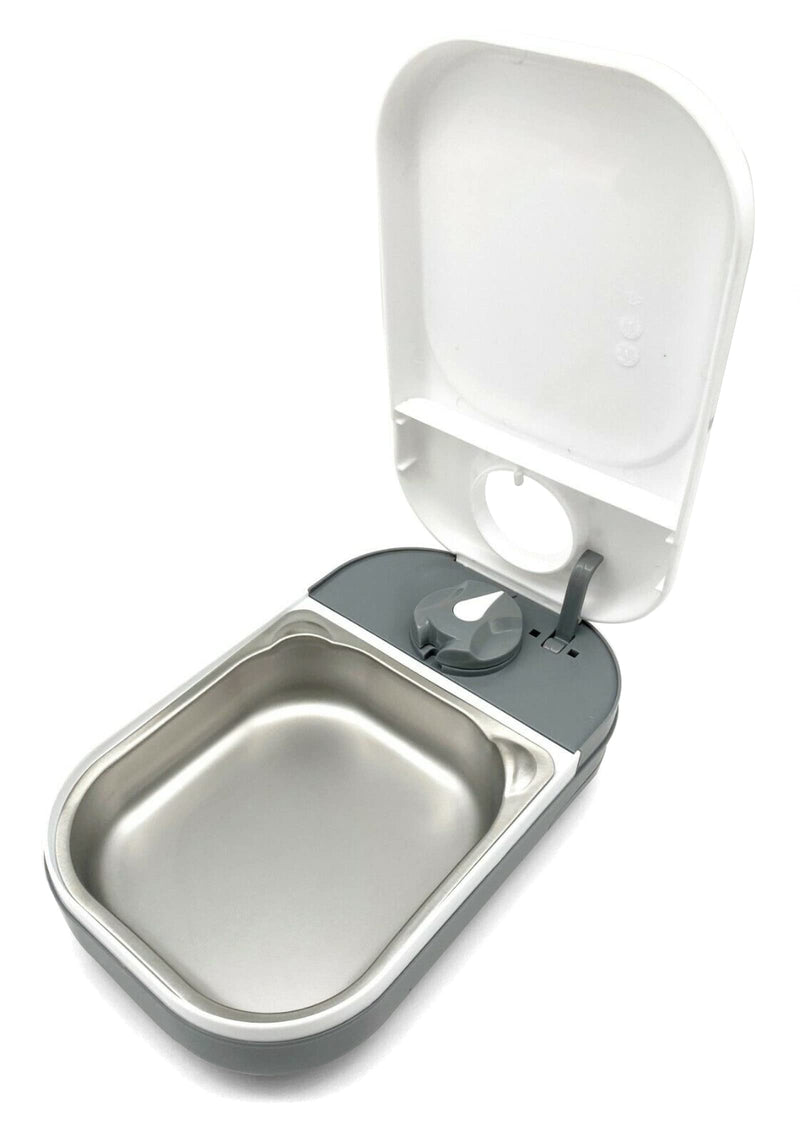 Closer Pets C100 Single Meal Timer-Controlled Automatic Pet Feeder - for Cats and Small Dogs, Wet or Dry Food with Stainless Steel Bowl Insert, up to 0.88 lb, White 1 Bowl Feeder With Stainless Steel Bowl Insert - PawsPlanet Australia