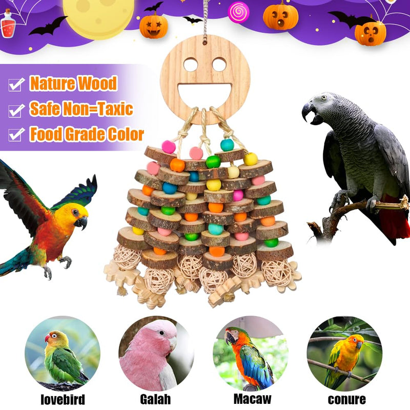 Large Parrot Toys, Multi-Color Wooden Block with Halloween Shape Bird Chewing Toy Parrot Cage Bite Toy for Macaws Cokatoos African Grey and Large Medium Parrot Birds - PawsPlanet Australia