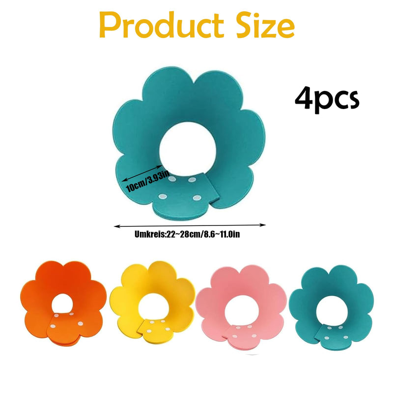 4 Pieces Cat Protective Collar, Cat Neck Brace, Pet Neck Brace Flower Shape, Soft Protective Collars for Cats and Dogs, Yellow, Orange, Pink and Blue