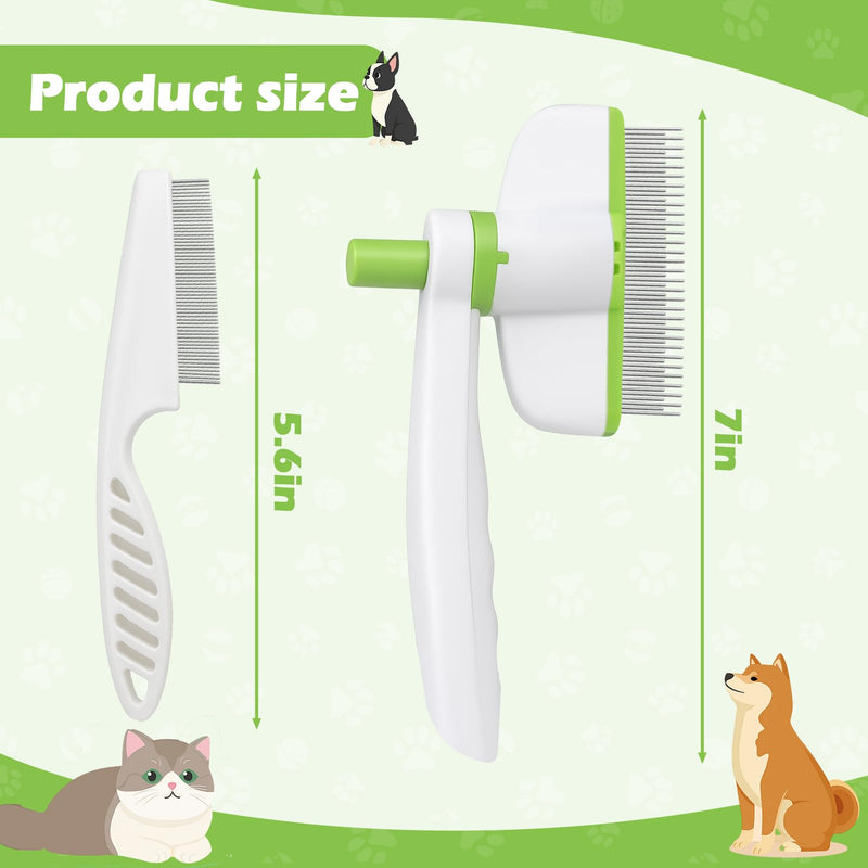 XANGNIER Rotatable Flea Comb for Cats Dogs Kittens Rabbit,Self Cleaning Pet Flea Comb Grooming Brush for Shedding and Detangling,Fine Tooth Tick Lice Comb for Short & Long Pet Hair Removal Tool,2 Pcs White - PawsPlanet Australia