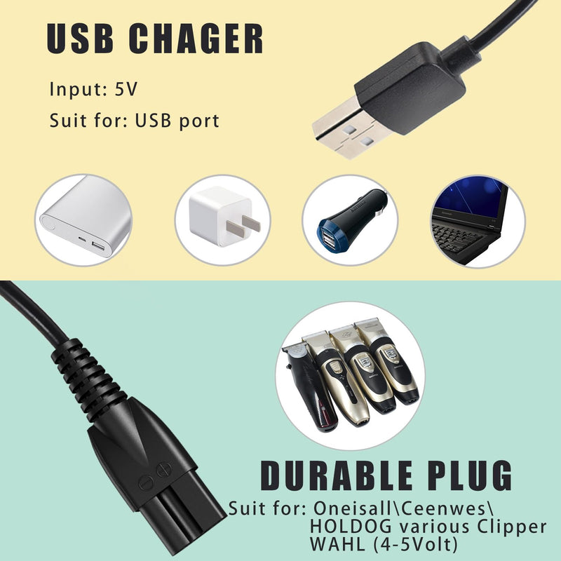 Universal Hair Clipper Charger Cord, Replacement Charger for Various Electric Hair Clipper, Shavers, Razors,Trimmer, Pet Clipper-Fit SUPRENT Clippers,Fit Ceenwes Trimmer,fit oneisall Dog Clippers etc Universal fit for - PawsPlanet Australia