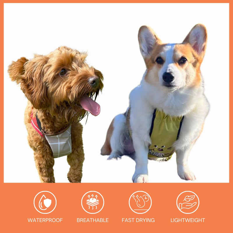 Waterproof Pet Dog Belly Vest Jacket Cover, Lightweight Breathable Outdoor Indoor - Clean & Dry in Rain Snow Mud (Grey Grid, L) Grey Grid Large - PawsPlanet Australia