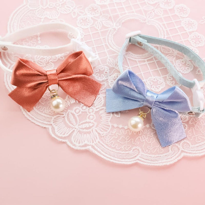 ETOPARS Bow Necklace Tie Collar for Cats, Cat Collar with Bow for Female Cats Pink Bows & Accessories Breakaway Safety Cat Bowtie Collar S White