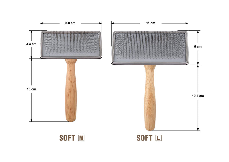 Wooden Slicker Brush - Stainless Steel Soft Pins for Pet Grooming (Size M) Soft Pin / M - PawsPlanet Australia
