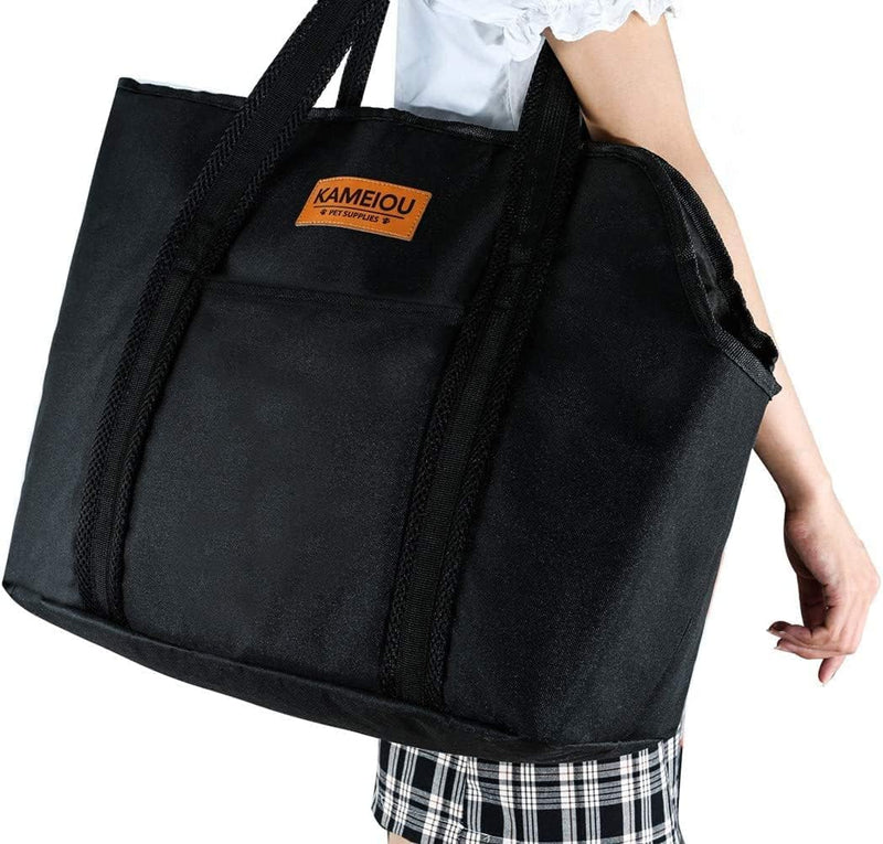 KAMEIOU Pet Dog Purse Carrier Tote Bag for Medium Dogs Travel Soft-Sided Purse Carriers with Safety Tether Buckle Stand Pedal Inside Pocket Portable Dogs Sling Tote Carrier Purses for Small Medium Dog Black - PawsPlanet Australia