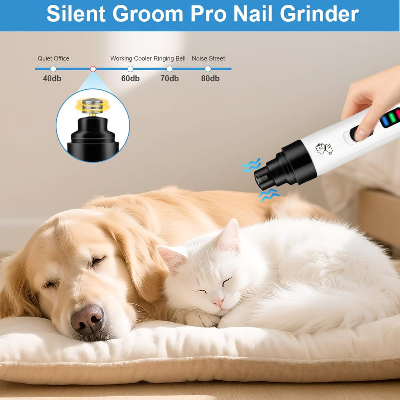 Silent Groom Pro Nail Grinder, 2025 New Dog Nail Trimmer, USB Rechargeable Pet Nail Grinder, Dog Nail Trimmers, Pet Paws Grooming Smoothing Tool - PawsPlanet Australia