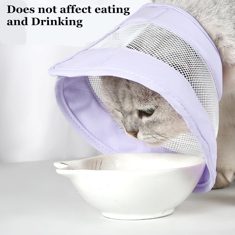Cat Recovery Protective Cone Collar After Surgery-Soft Adjustable Waterproof Lightweight Elizabethan Collar to Prevent Cats from Touching Stitches, Wounds and Rashes (M Purple) M Purple