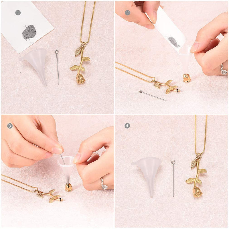 Rose Flower Cremation Jewelry Urn Necklaces for Ashes, Cremation Ash Jewelry Memorial Pendants for Human Pets Ashes Gold