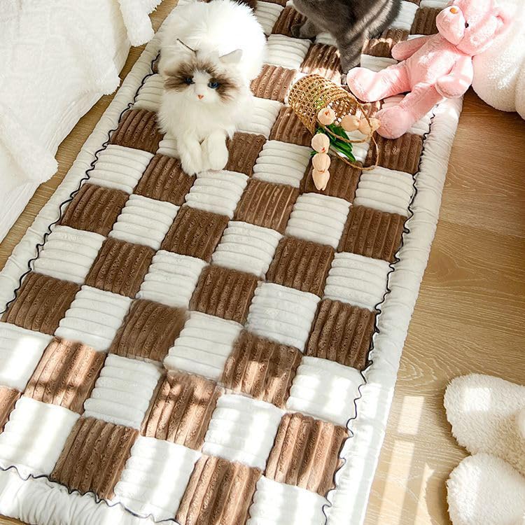 Funny Soft Plaid Couch Cover Mat,Garden Warm and Thick Cotton Couch Mat,Fuzzy Pet Plaid Dog Couch Cover,Cream-Coloured Plush Checkered Couch Cover Pad for Dogs(Grey-17.7x17.7in) Grey 17.7x17.7in/45x45cm - PawsPlanet Australia