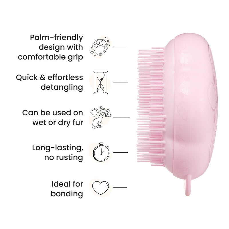 Pet Teezer by Tangle Teezer Cat Brush, De-Shedding Cat Hair Brush for a Gentle, Soothing Groom & Short to Medium Length Fur, Millennial Pink - PawsPlanet Australia
