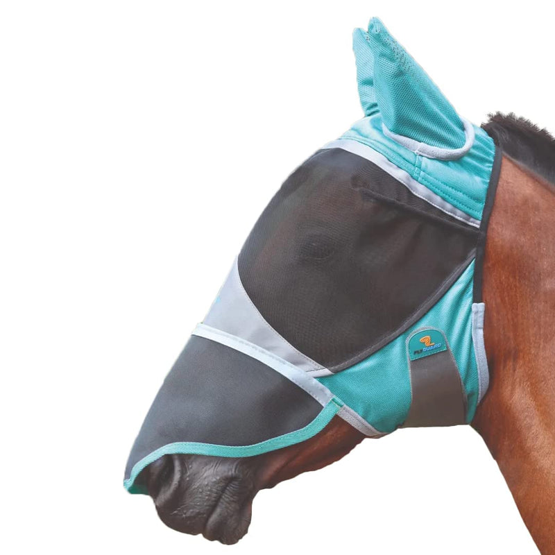 Shires Fly Guard Deluxe Fly Mask with Ears & Nose (Green, Full)