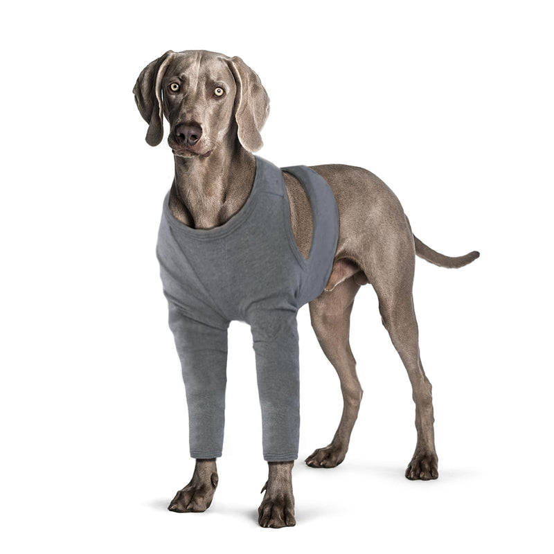 Dog Leg Recovery Sleeve, Dog Front Leg Elbow Protector, Dog Recovery Suit After Surgical Wound Protector to Prevent Licking Bite Cone Collars Alternative (Grey, 2XL) Grey - PawsPlanet Australia